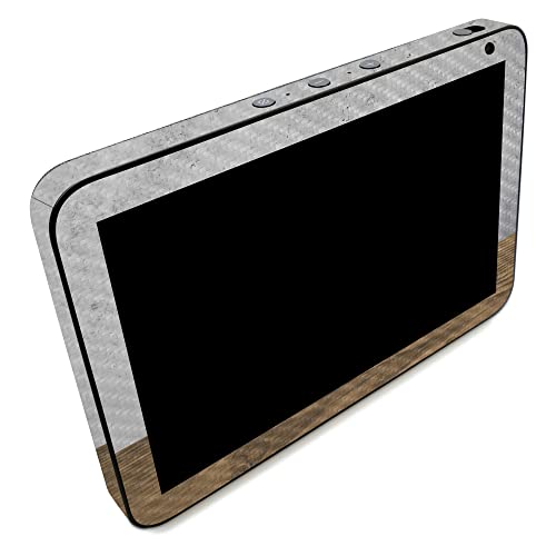Image of MightySkins Carbon Fiber Skin Compatible with Amazon Echo Show 8 (Gen 2) - Concrete Wood | Protective, Durable Textured Carbon Fiber Finish | Easy to Apply | Made in The USA