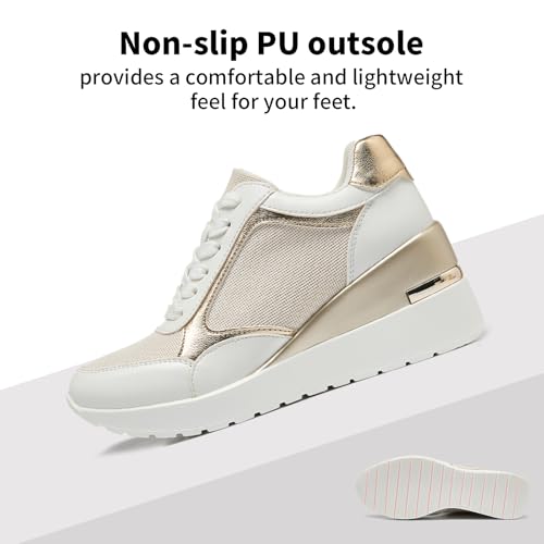 Wedge Sneakers for Women Lightweight Platform Casual Glitter Mesh Walking Shoes Non-Slip Women Fashion Sneakers3