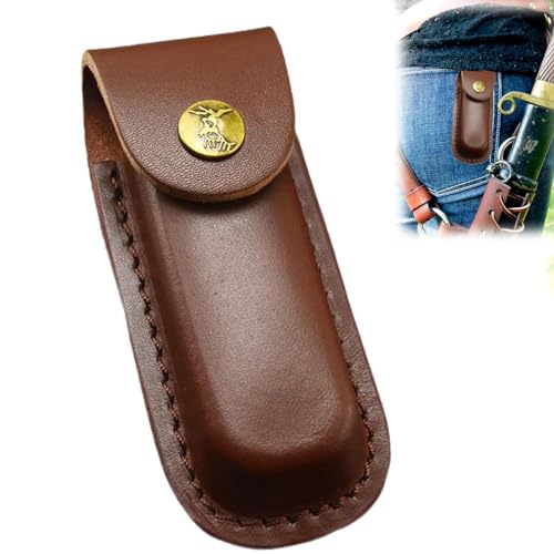 Vasemele 1 Stück Messertasche Leder Gürteltasche Etui Taschenmesser Tasche Messer Lederetui In Braun Messer Gürteltasche Leder Messer Etui Leder Messertasche Messer Etui Leder für Taschenmesser