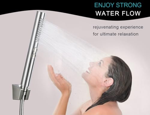 2-in-1 Handheld Shower Head Set with Long Hose – Brushed Nickel by YUNZHIZHAO - Used condition - Image 9