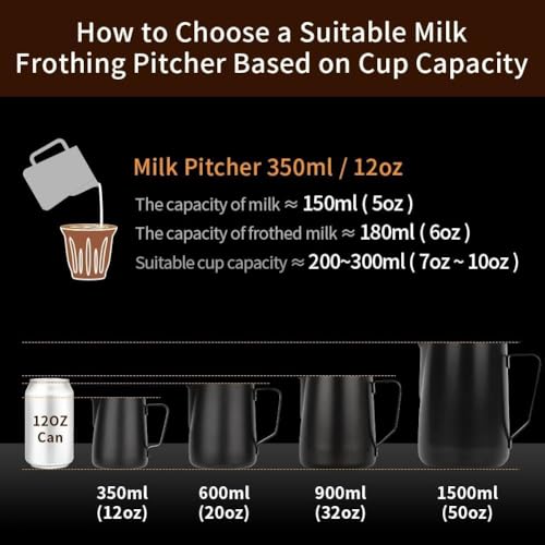 Image of watchget 12oz Milk Frothing Pitcher Stainless Steel Espresso Steaming Jug