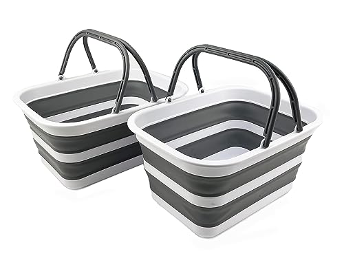 SAMMART, 12L Collapsible Tub with Handle, Portable Outdoor Picnic Basket/Crater, Foldable Shopping Bag