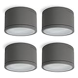 SSC-LUXon 4 Stück CELI-WX Aufbaustrahler flach IP44 Außen & Bad Fassung für 1x GX53 - Aufbauspot anthrazit (ohne Leuchtmittel)