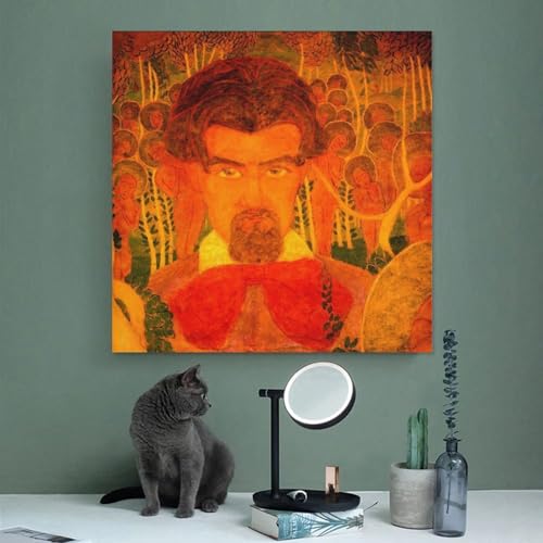 Toile Kazimir Malevich autoportrait tableau décoration murale cadre bureau 40x40 cm - 3