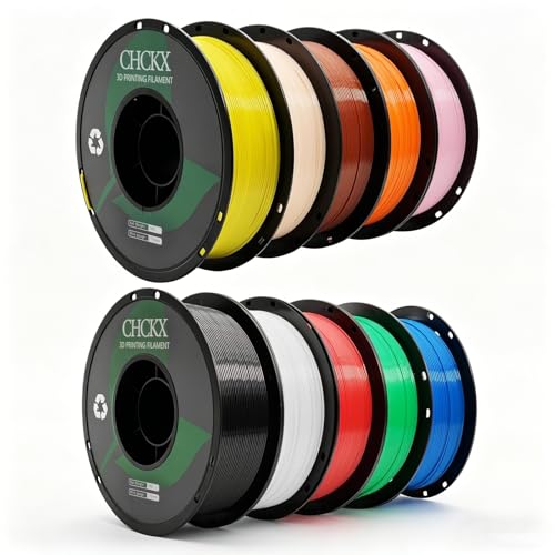 CHCKX PETG 3D Printer Filament Bundle, 10Rolls,Dimensional Accuracy +/- 0.03 mm, 1kg...