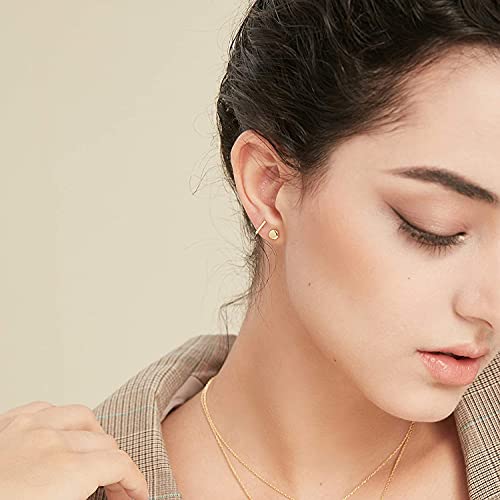 S.Leaf Sterling Silver Stud Earrings for Women Gold Plated Tiny Dot Disc Star Coin Earrings Small Round Tiny Earrings Dainty Simple Earrings for Women2