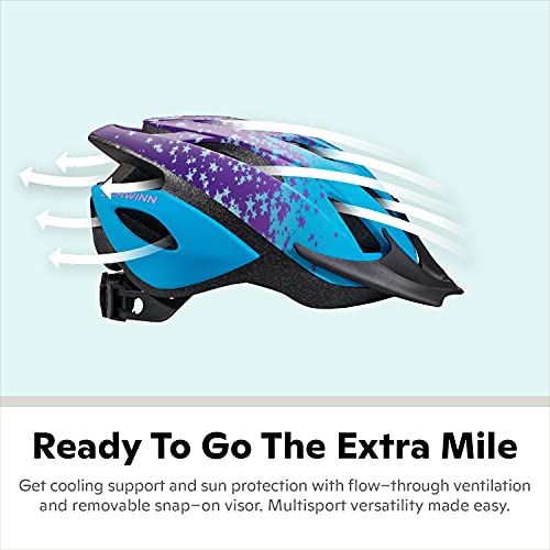 Schwinn Thrasher Kids Bike Helmet, Boys And Girls, Fits 50-54cm Circumference, Ages 5-8 Year Olds, Lightweight, Detachable Visor, CPSC Safety Certified, Child, Blue/Purple - Image 4