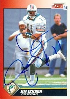 Jim Jensen Autographed Football Card (Miami Dolphins) 1991 Score No.210