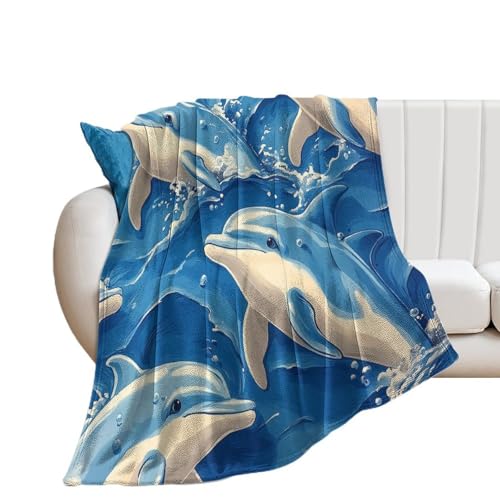 Couverture dauphins polaire douce et chaude pour lit salon canapé - 3
