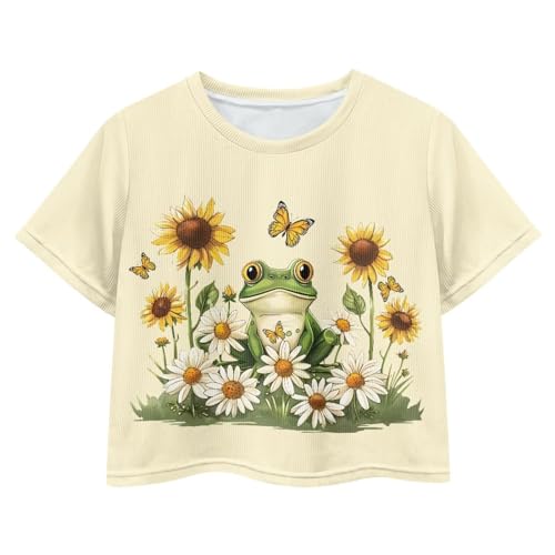 Image of Kids Crop Top Short Sleeve T-Shirts for Girls Size 5-14