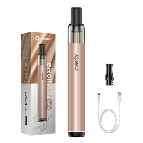 JOYETECH eRoll Slim easy Kit Cigarette Électronique 480 mAh Vape Rechargeable Starter Kit sans Nicotine sans Tobac Rose doré