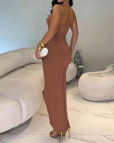 Women's Square Neck Cocktail Dress for Women Bodycon Midi Dresses Elegant Ruched High Slit 2025 Party Dress2