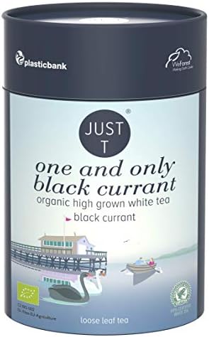 JUST T One and Only Black Currant Premium Loose Leaf Tea (80g) | Organic White Tea – Combined with Black Currant | Organic Loose Tea – High-Grown Tea in a Sustainable Storage Tin for All Tea Lovers