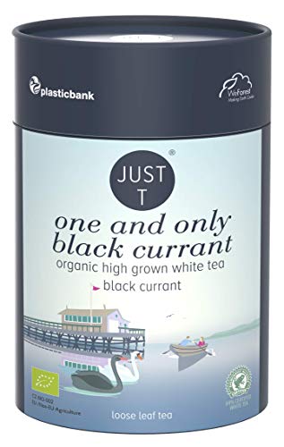 JUST T One and Only Black Currant Premium Loose Leaf Tea (80g) | Organic White Tea – Combined with Black Currant | Organic Loose Tea – High-Grown Tea in a Sustainable Storage Tin for All Tea Lovers