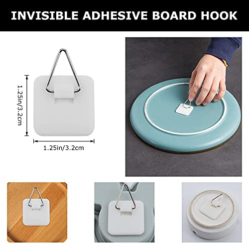 40Pcs Picture Hangers Without Nails, Adhesive Plate Hangers for The Wall, Vertical Plate Holders for Decorative Plates and Art Supplies (1.25in & 1in)