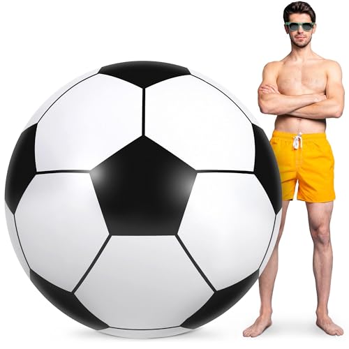Elcoho 60 Inch Inflatable Beach Ball Jumbo Inflatable Soccer Ball Swimming Pool Party Decoration Soccer Beach Balls for Water Sports Games Party Supplies Family Gathering