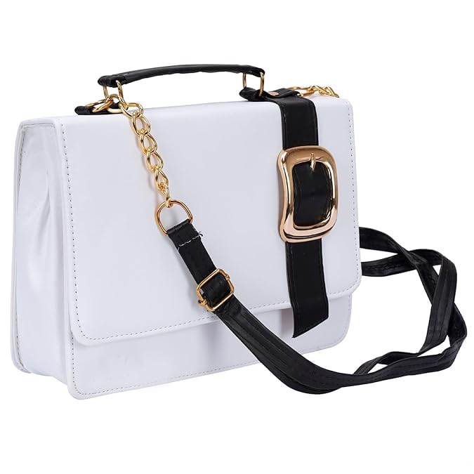 Womens And Girls Handbag PU Leather With Both Chain And Handle Bag Casual Handbag Tote Womens Shoulder Single Crossbody Messenger Bags Girls Travel (White) (B0CVV416CH) Amazon Price History, Amazon Price Tracker