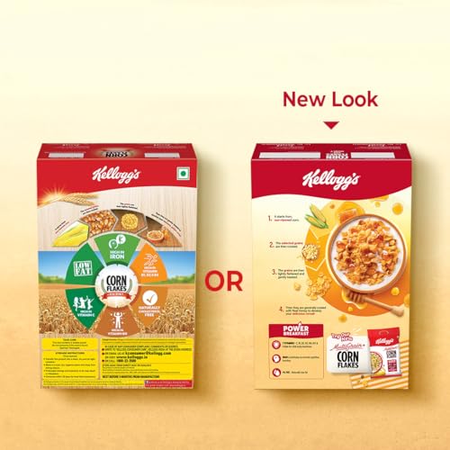 Image of Kellogg's Cornflakes Real, Honey | High In Iron, Vitamin B1, B2, B3, B6 & C | Naturally Cholesterol Free | Corn Flakes, Breakfast Cereal - 300Gm /345Gm (Pack of 3)