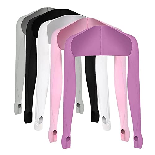 RENJIELI Lot de 5 châles de golf rafraîchissants, protection solaire d'été, manches de cyclisme en soie glacée, résistant aux UV, pour homme et femme Cover