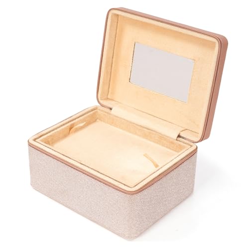 Image of FADAK Cosmetic Makeup for Beauty Case Wedding Makeup Brushes Pouch Tikli Organizer Travel Large Vanity Mirror Box Storage Bag Jewelry Bridal Box (Pink 02)