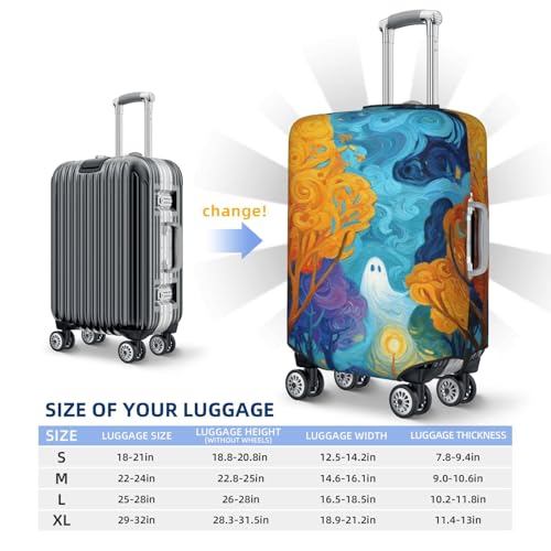 Cute Ghost Flying In The Park Elastic Travel Luggage Covers Dustproof Scratch-Resistant Suitcase Protector Fit 22-24 Inch4