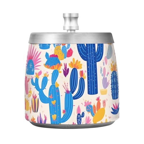 Cendrier d'extérieur en forme de cactus exotique avec couvercle pour extérieur, terrasse, intérieur, grand cendrier de table incassable ou décoration de jardin
