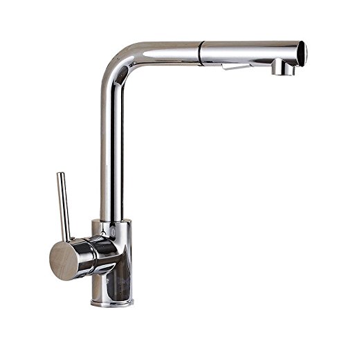 Robinet de cuisine mitigeur d'évier en laiton chromé eau chaude et froide