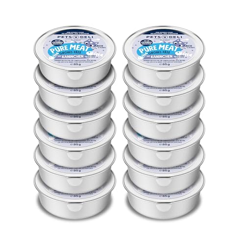 Pets Deli Junior Katzen Nassfutter Pure Meat Kaninchen mit Katzenminze, Monoprotein für Kitten & Jungkatzen, getreidefrei, 12x85g