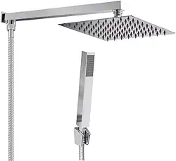 Chuveiro Ducha Com Desviador Cromado Quadrado 20x20 A Gás Solar Chuveirinho Chrome