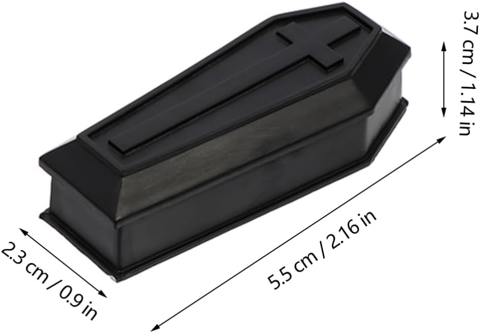 Operitacx Mini Coffin Box with Lid 2.17X1.1X0.79In Plastic Decorative Halloween Casket Candy Treat Container for Party Pranks and Home Decor