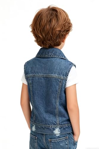 Image of Boys Ripped Distressed Denim Vest Toddler Jean Sleeveless Jacket for kids