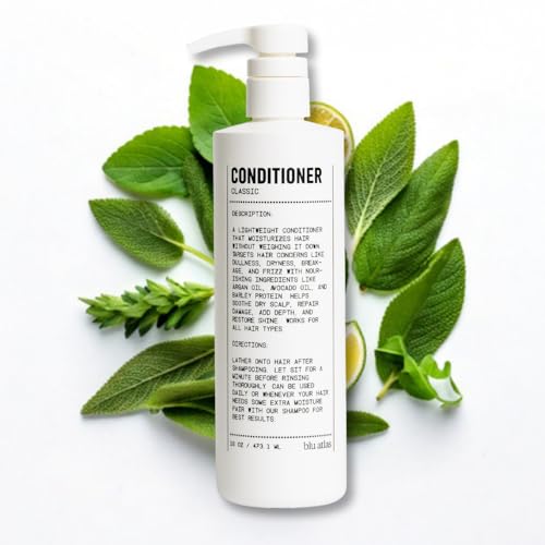 Blu Atlas Men's Natural Conditioner Organic, Sulfate-Free, Paraben-Free Deep Moisturizing & Scalp Soothing Classic Scent (Bergamot, Sage, Patchouli) Made in America 16 oz