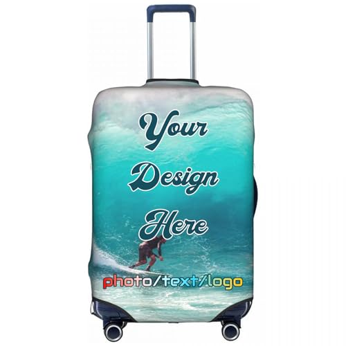 Custom Luggage Cover Personalized Suitcase Covers With Photo Text Name Logo,Double Sided Design,Customized Elastic Washable Anti-Scratch Suitcase Protector For Business Travel S