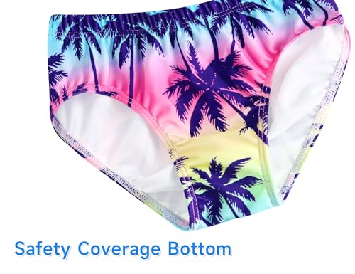 Image of Girls Tankini Swimsuit UPF50+ Ruffle 2 Piece Bathing Suit Full Coverage Kids Swimwear Ages 2-14 Years