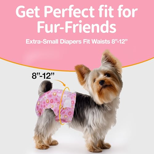 Image of Pet Soft Dog Diapers Female, Disposable Female Dog Diaper, Doggie Diapers for Cat Puppy with Adjustable Foam Tail Hole(Pink,36XS)