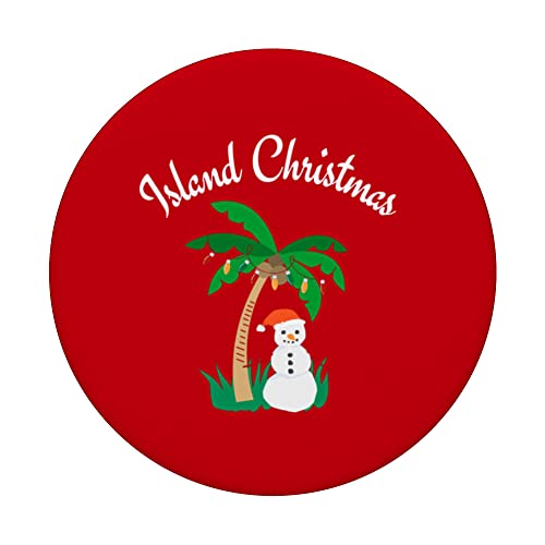 Island Christmas Snowman Merry Happy Holiday Yule PopSockets Swappable PopGrip, Black - Image 3
