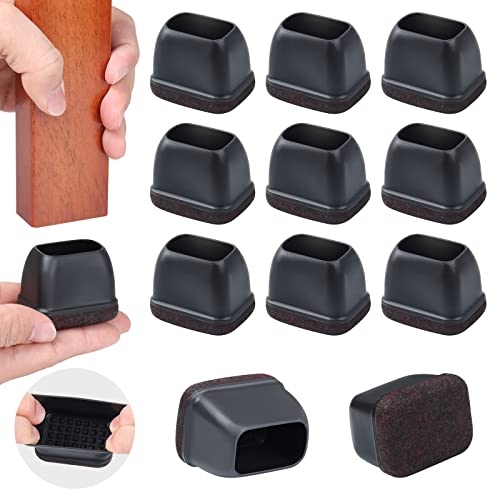 Ezprotekt 16 Pcs Rectangle Silicone Chair Leg Floor Protectors, Felt Rectangle Black Furniture Leg Cap Covers for Chair Table Desk - Anti- Scratches (Fit L :1.3-1.7", W: 0.9-1.2") by Ezprotekt - Used condition - US$15.22