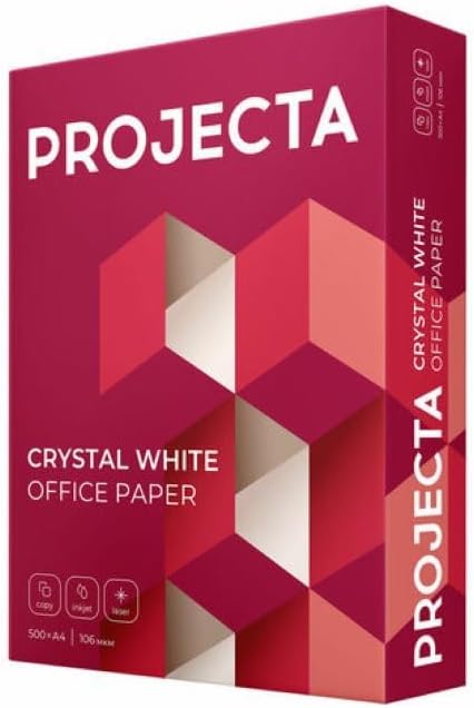 Projecta Ultra A4 Paper, 80 GSM Copy Paper (210mm x 297mm), 1 Ream (500 Sheets), Crystal White Office Paper,Made in Russia