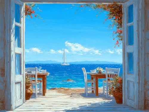 Pintura por numeros adultos mar paisaje acrilico 90x120cm sin marco DIY lienzo para pintar q-194