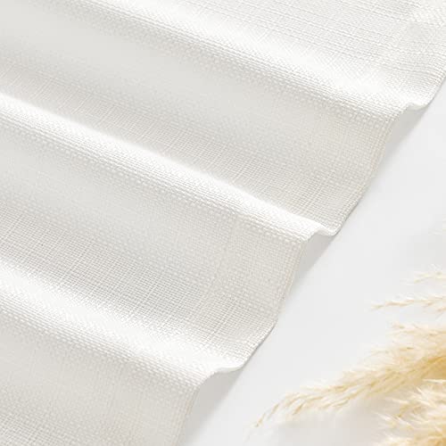 Jinchan JCDYWLSDD2-2824C00 White Kitchen Curtains 24 Inch Linen Textured Tier Curtains Tab Top Cafe Curtains Farmhouse Short Small Window Curtains Light Filtering thumb #6