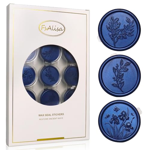 fsalisa Plant Wax Seal Stickers 60pcs Wedding Invitation Envelope, Self Adhesive Seal Stickers for Christmas Invitations Cards Gift Wrapping Wine Packages (Plant Set#-Royal Blue) by FsAlisa - Used condition - US$15.21