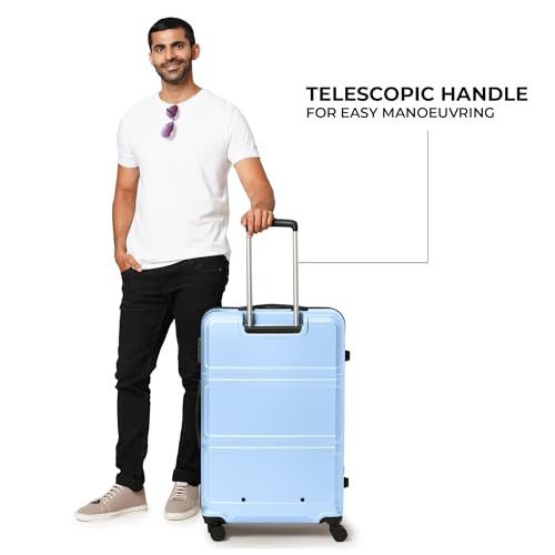 Image of Jet Set Go by Nasher Miles Dollar Hard-Sided Polycarbonate Luggage Set of 3 Pastel Blue Trolley Bags (55, 65 & 75 cm)