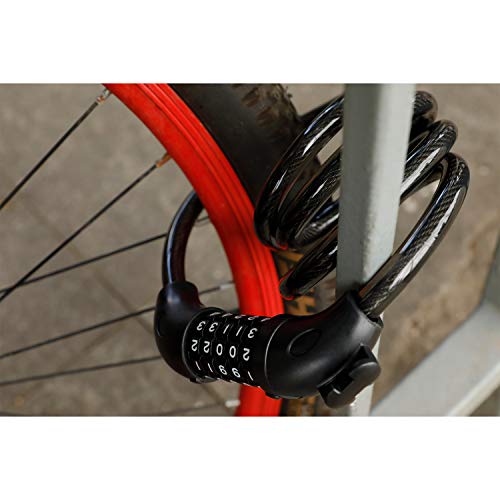Bike Lock Bicycle Lock Chain ，5-Digit Combination Lock Core Steel Wire Bike Lock Security&Portable Bicycle Locks,4 Feet X 1/2 Inch (Black) #TOP4