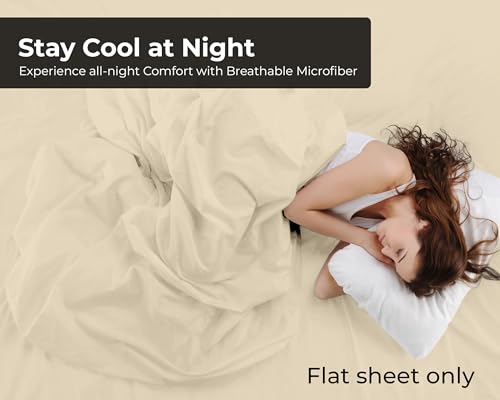 Image of Royale Linens 2 Pack Bulk Flat Sheet Set - Top Sheets - Soft 1800 Microfiber - Wrinkle & Stain Resistant - for Hotel, Massage Table, Hospital, Dorm - Full Flat Sheet Sold Separately (Full, Sand)
