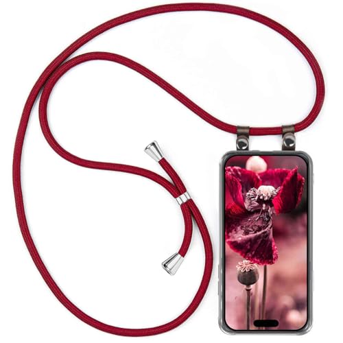 Chaîne de téléphone portable pour iPhone 17 Pro Max en tissu bordeaux haut de gamme