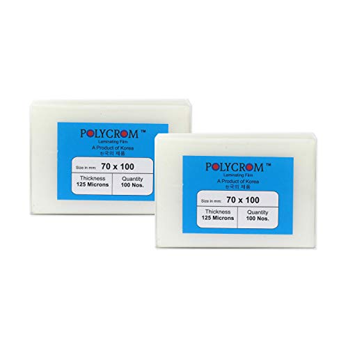 Polycrom 125 Microns Korean (ID Card Size 70mm X 100mm) Pack of 2 (200 Sheets) Lamination Pouch Clear Glossy Thermal Transparent Waterproof (Home&Office):Driving License