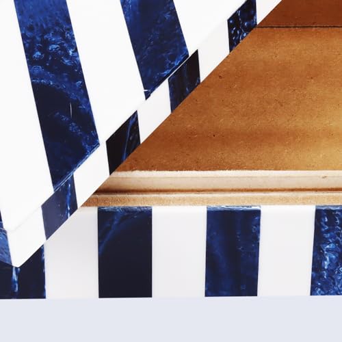 Image of Handicrafts Home Chevron Collection, Storage Organizer Decorative Box Multipurpose Gift - Chevron Blue 10x6x2.5 inch