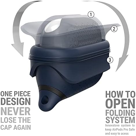 New Catalyst- Waterproof Case for AirPods Pro(1st & 2nd Generation)- Premium Edition.Compatible Wireless Charging, One-Piece Design, High Drop Protection, with Carabiner, Soft-Touch- - Midnight Blue