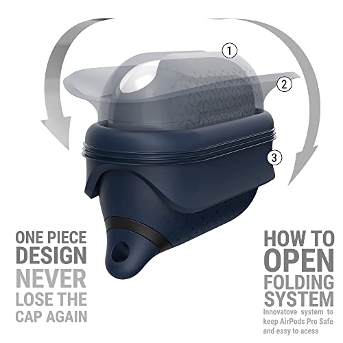 Catalyst- Waterproof Case For Airpods Pro(1St & 2Nd Generation)- Premium Edition. Compatible Wireless Charging, One-Piece Design, High Drop Protection, With Carabiner, Soft-Touch - Navy Blue #TOP3