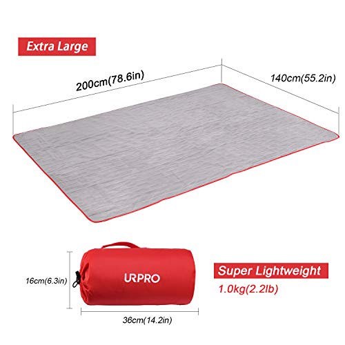 URPRO Waterproof Warm Fleece Outdoor Blanket Extra Large Lightweight Portable with Carry Bag for Stadium, Picnic, Camping, Beach, Dogs, Sofa RED